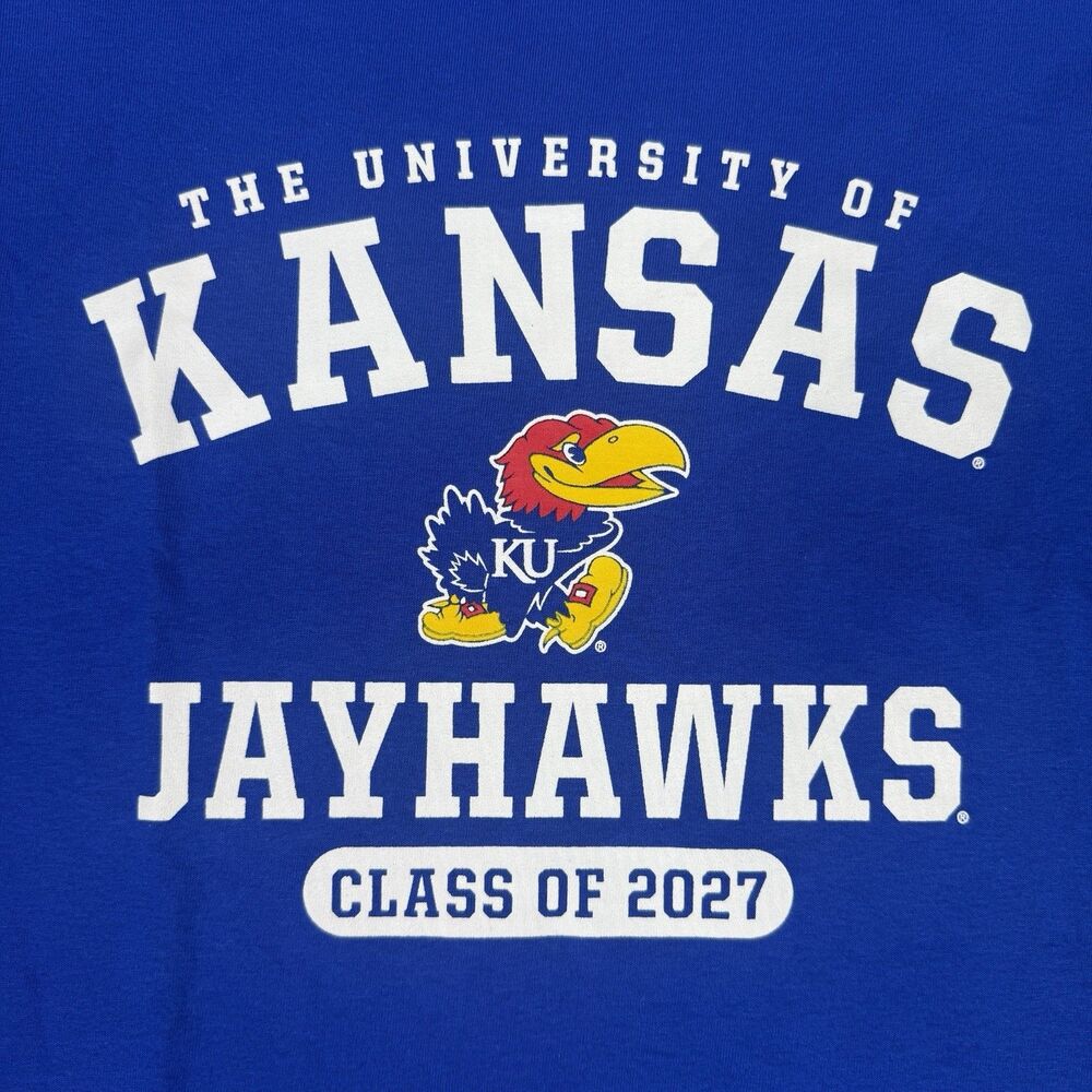 Kansas Jayhawks Shirt Mens XL Blue Class of 2027 Champion T-Shirt Tee NWT Cotton